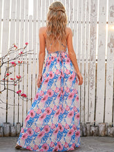Deep V Neck Floral Vacation Dress